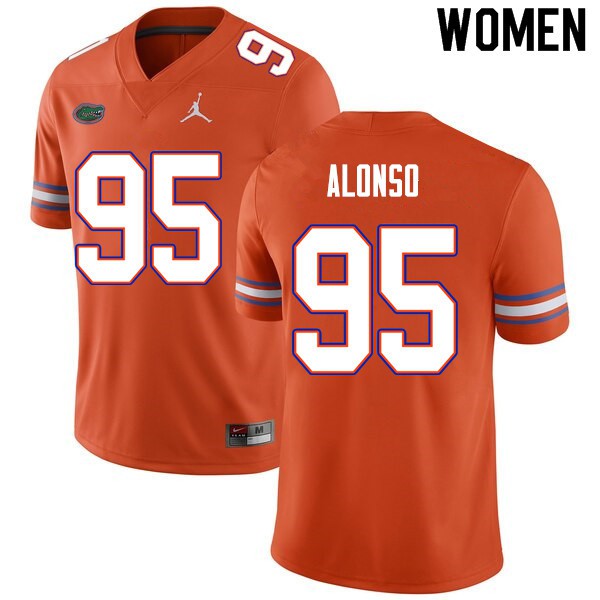 Women #95 Lucas Alonso Florida Gators College Football Jersey Orange